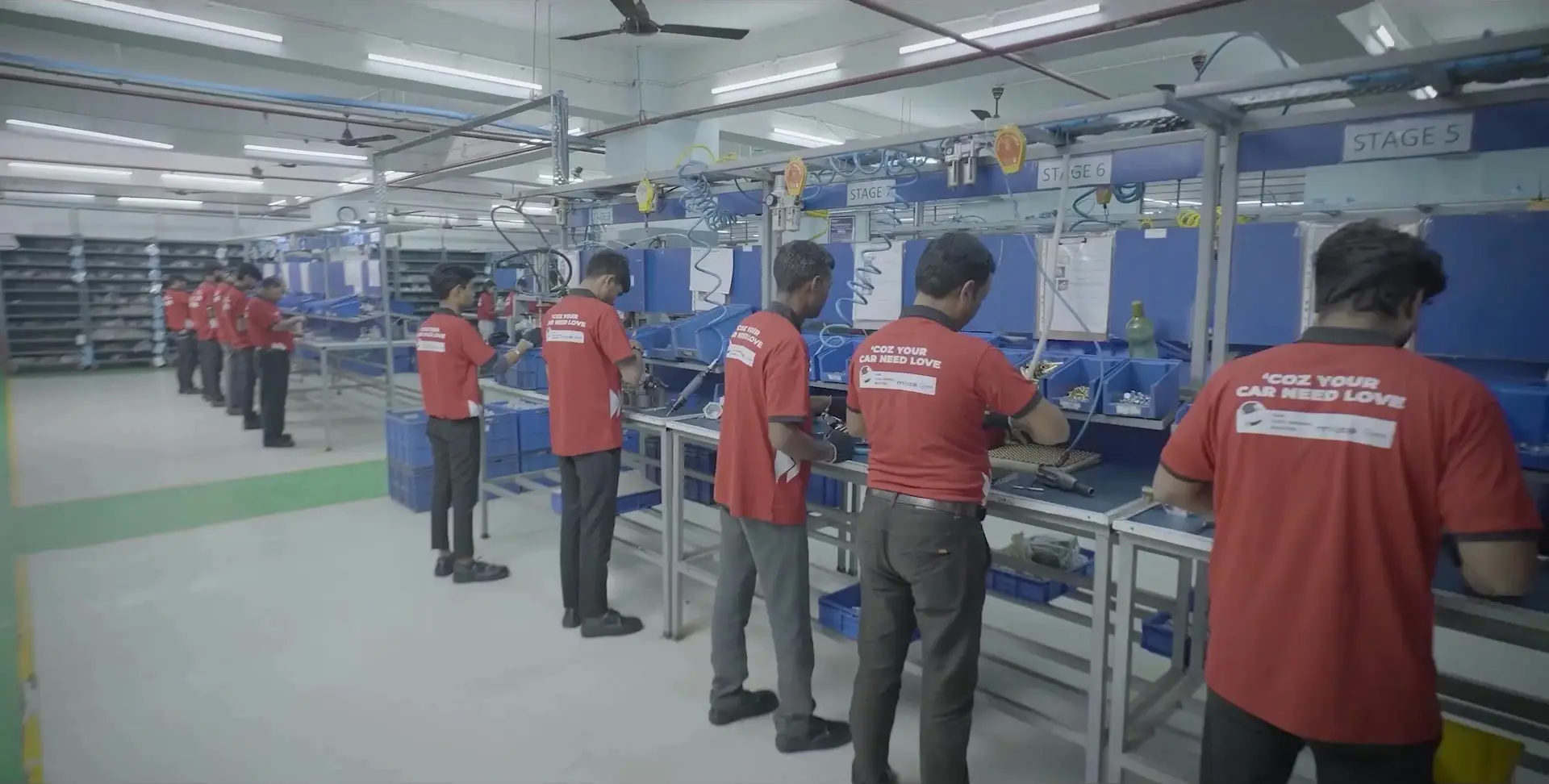 MIJO component assembly floor and production team