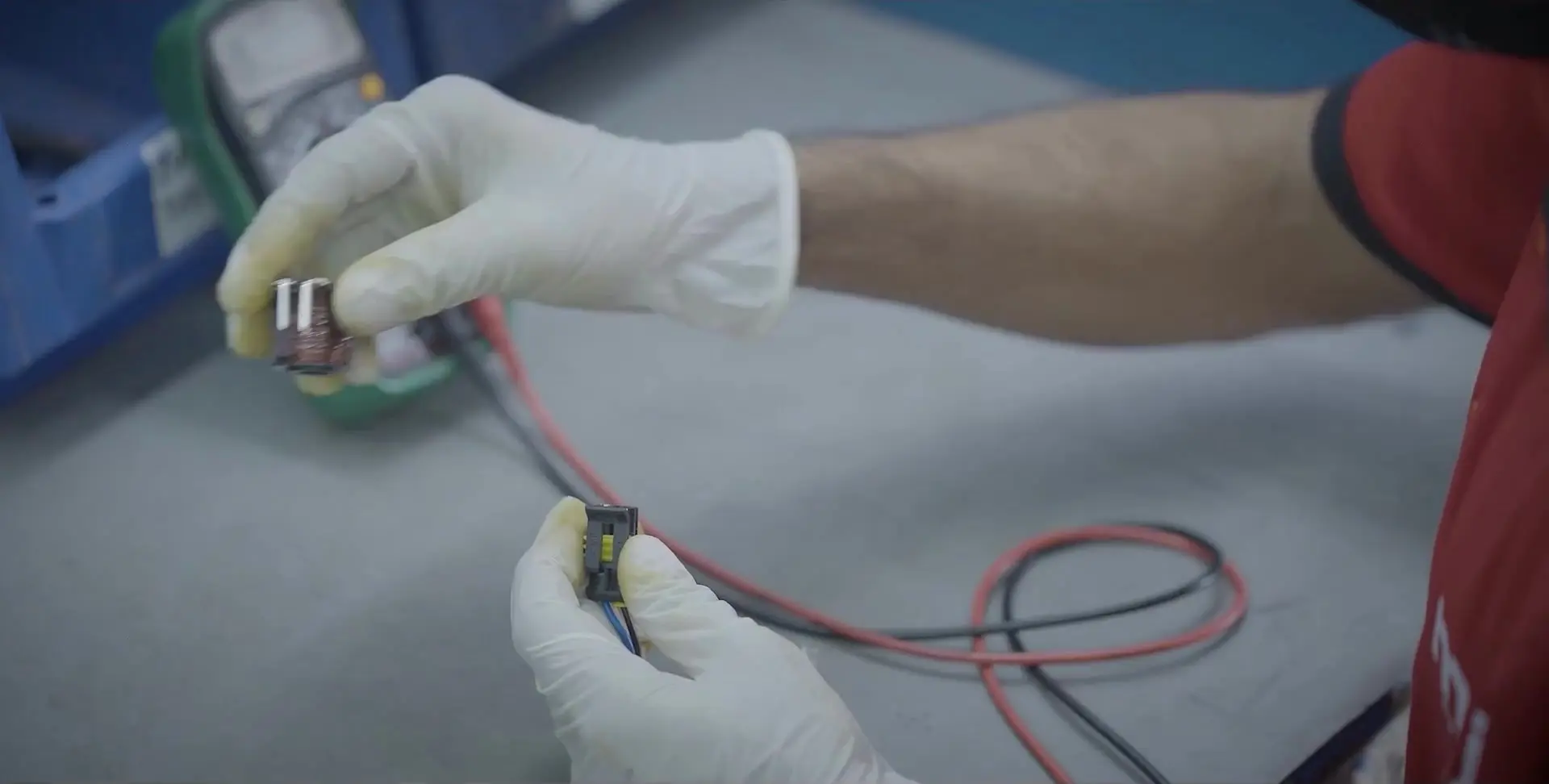 MIJO technician carrying out an electrical component test