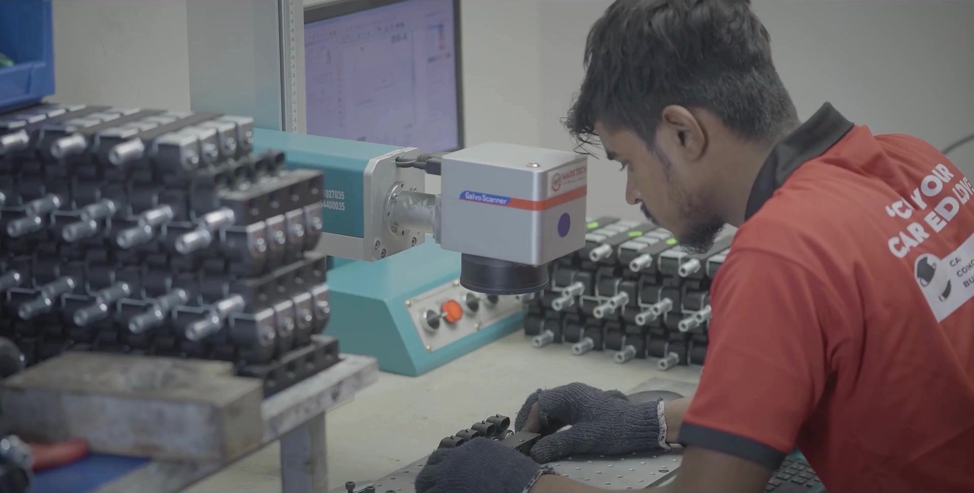 MIJO production operator carrying out controlled component marking