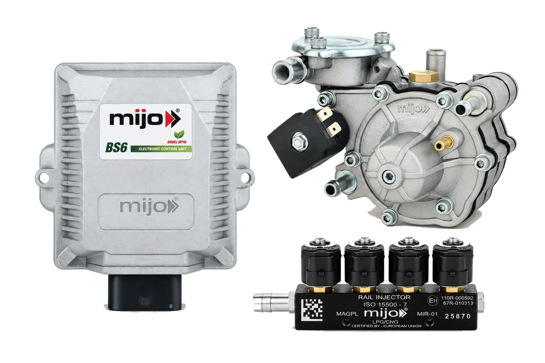 وحدة تحكم MIJO BS6 MP48 ومخفّض ضغط LPG وسكة حاقنات MIR-01