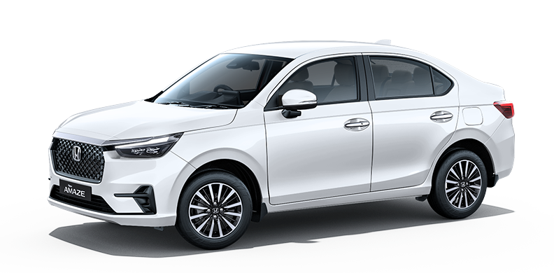 سيارة Honda Amaze بيضاء من الجيل الثالث تمثل تطبيق تحويل CNG من MIJO المفضل لدى Honda في الهند